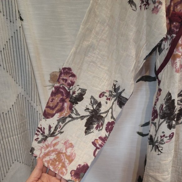 Minibee Asian Inspired Cotton Linnen Floral Dress Size Large NWT - Picture 6 of 10